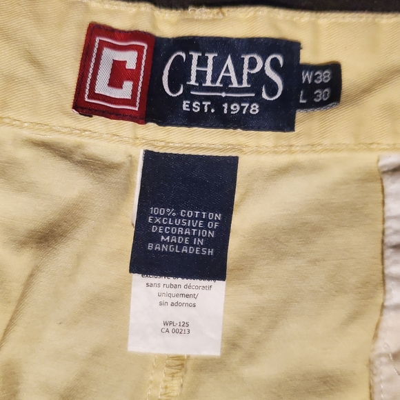 Chaps - Mens Yellow Khaki Pants - Sz 38x30 - Picture 4 of 6